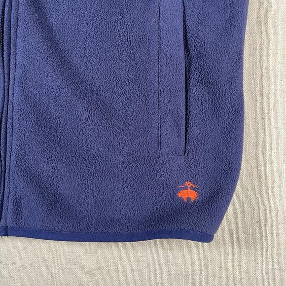 Brooks Brothers 346 Vest Mens Medium Blue Orange Fleece Full Zip Polyester - Picture 5 of 6